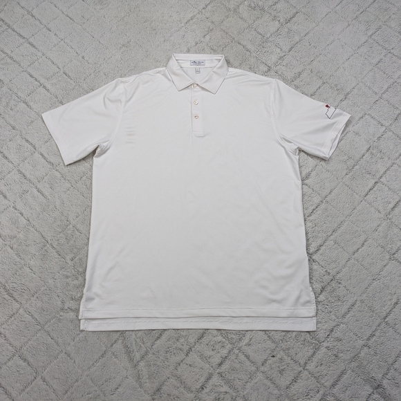 Peter Millar Shirt Mens L White Polo Solid Performance Jersey Summer Comfort - Picture 1 of 10